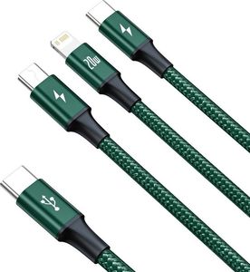 Kabel USB Baseus USB-C - USB-C + microUSB + Lightning 1.5 m Zielony (1573-74475_20220301153445) 4