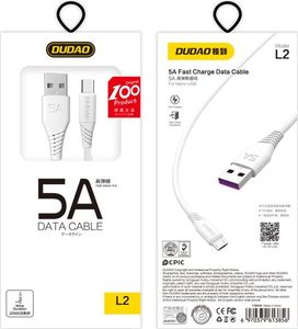 Kabel USB Dudao USB-A - USB-C 2 m Biały (6970379614785) 3