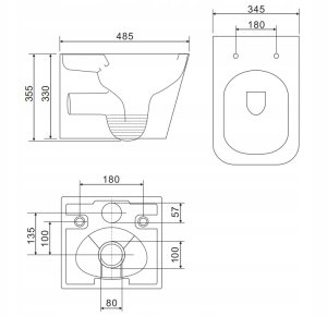 Miska WC Omnires MISKA WIS.B/KOŁ+DE 48,5x34,5 FONTANAMWBP 5