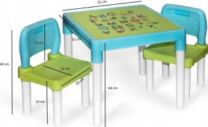 Pilsan Vaikiškas staliukas su kėdutėmis Alfa, žalias/šviesiai mėlynas 1