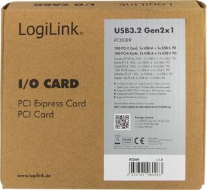 Kontroler LogiLink PCIe 3.0 x4 - 1x USB 3.0 + USB-C (PC0089) 3