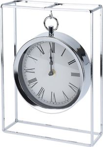 H&S Decoration Zegar stołowy metalowy srebrny 1