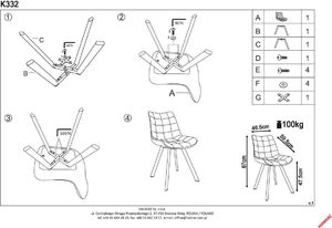 Halmar Krzesło K332 VELVET bordowe 2
