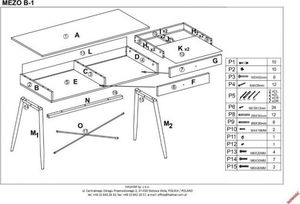 Biurko Halmar Mezo B-1 Beżowe 120 cm x 39 cm 2
