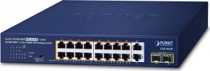 Switch Planet PLANET 16-Port GE 802.3at + 2-Port GE + 2-Port 1000X SFP 1