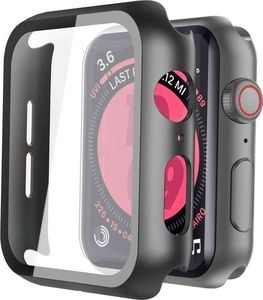 Alogy Etui obudowa 2w1 nakładka ze szkłem do Apple Watch 4/5/6/SE 44mm Czarna 1