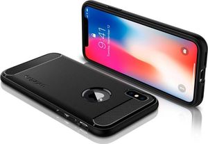 Spigen Etui Spigen Rugged armor Apple iPhone X/XS matte black + Szkło 3