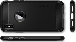Spigen Etui Spigen Rugged armor Apple iPhone X/XS matte black + Szkło 5