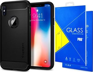 Spigen Etui Spigen Rugged armor Apple iPhone X/XS matte black + Szkło 6