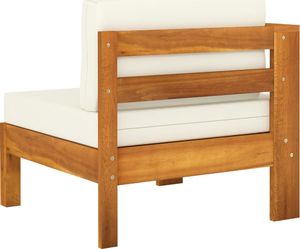 vidaXL Moduł sofy środkowej, 1 podłokietnik, kremowa poduszka, akacja 4