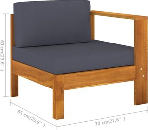 vidaXL Moduł sofy środkowej, 1 podłokietnik, ciemnoszara poduszka 5