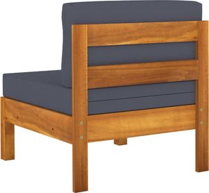 vidaXL 3-osobowa sofa ogrodowa z ciemnoszarymi poduszkami, akacjowa 4