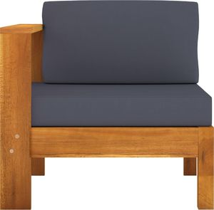 vidaXL 3-osobowa sofa ogrodowa z ciemnoszarymi poduszkami, akacjowa 6
