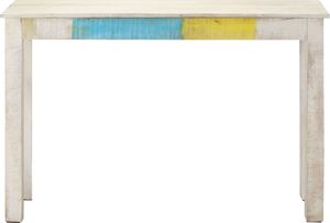 vidaXL Stolik konsolowy, biały, 115x35x77 cm, surowe drewno mango 2
