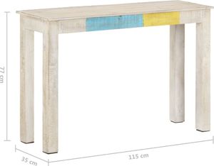 vidaXL Stolik konsolowy, biały, 115x35x77 cm, surowe drewno mango 5