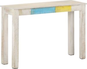 vidaXL Stolik konsolowy, biały, 115x35x77 cm, surowe drewno mango 7