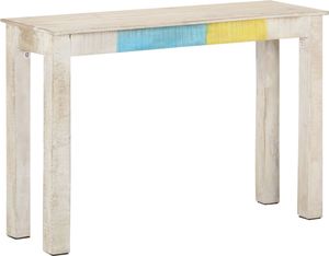 vidaXL Stolik konsolowy, biały, 115x35x77 cm, surowe drewno mango 8