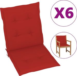 vidaXL Poduszki na krzesła ogrodowe czerwone 6 szt. 1
