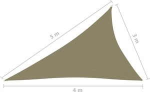 vidaXL Żagiel ogrodowy, tkanina Oxford, trójkątny, 3x4x5 m, beżowy 6
