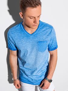 Ombre T-shirt męski bawełniany S1388 - niebieski M 1