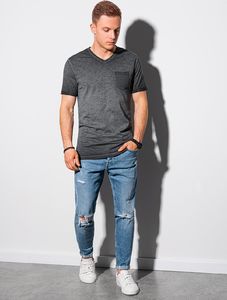 Ombre T-shirt męski bawełniany S1388 - czarny S 1