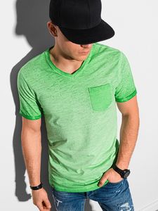 Ombre T-shirt męski bawełniany S1388 - zielony M 1