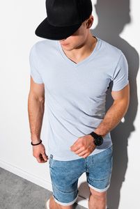 Ombre T-shirt męski bawełniany basic S1369 - jasnoszary L 1