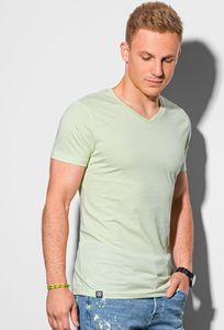 Ombre T-shirt męski bawełniany basic S1369 - limonkowy S 1