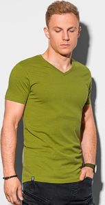 Ombre T-shirt męski bawełniany basic S1369 - oliwkowy XXL 1