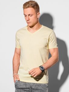 Ombre T-shirt męski bawełniany basic S1369 - jasnożółty S 1