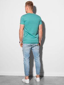 Ombre T-shirt męski bawełniany basic S1369 - turkusowy S 3