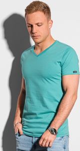 Ombre T-shirt męski bawełniany basic S1369 - turkusowy L 1