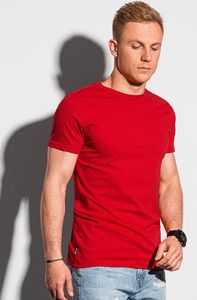Ombre T-shirt męski bawełniany basic S1370 - czerwony S 1