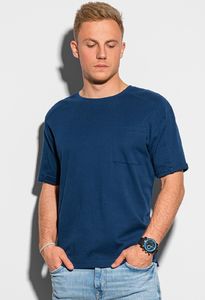 Ombre T-shirt męski bawełniany S1386 - granatowy M 1