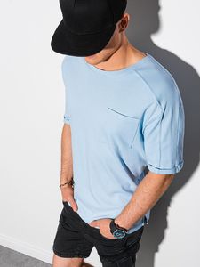 Ombre T-shirt męski bawełniany S1386 - jasnoniebieski M 1