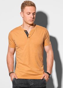 Ombre T-shirt męski bez nadruku S1390 - żółty S 1