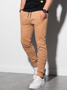 Ombre Spodnie męskie dresowe joggery P948 - camel M 1