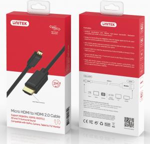 Kabel Unitek HDMI Micro - HDMI 2m czarny (Y-C182) 3