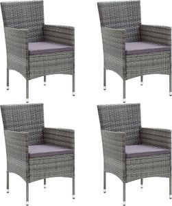 vidaXL 5-częściowy zestaw mebli ogrodowych szary polirattan i szkło 6