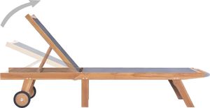 vidaXL Składane leżaki z kółkami drewno tekowe i textilene 2 szt. 4