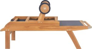 vidaXL Składane leżaki z kółkami drewno tekowe i textilene 2 szt. 6