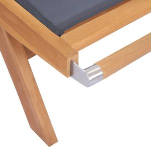 vidaXL Składane leżaki z kółkami drewno tekowe i textilene 2 szt. 7