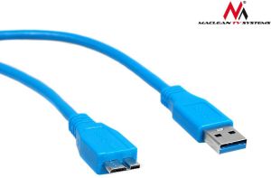 Kabel USB Maclean USB-A - microUSB 1 m Niebieski (MCTV-736) 1