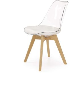 Halmar Krzesło K-246 biały/transparentny/buk eco skóra/tworzywo/drewno Halmar 1