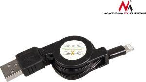 Kabel USB Maclean Lightning zwijany 0.75m Czarny (MCTV-731) 1