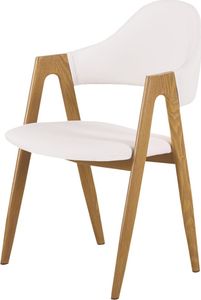 Selsey SELSEY Krzesło tapicerowane Sherris białe - dąb miodowy 1