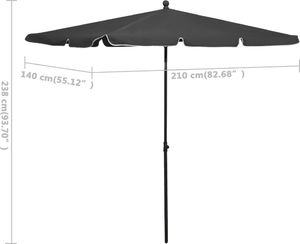 vidaXL Parasol ogrodowy na słupku, 210x140 cm, antracytowy 6