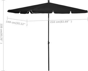 vidaXL Parasol ogrodowy na słupku, 210x140 cm, czarny 6