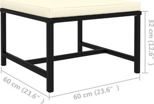 vidaXL Podnóżek do mebli modułowych, z poduszką, czarny, polirattan 4
