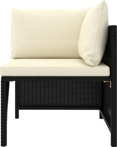 vidaXL Narożna sofa modułowa z poduszką, polirattan, czarna 2